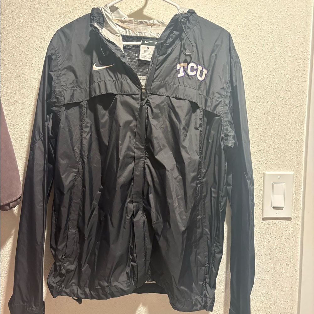 Nike Black Windbreaker with TCU Logo